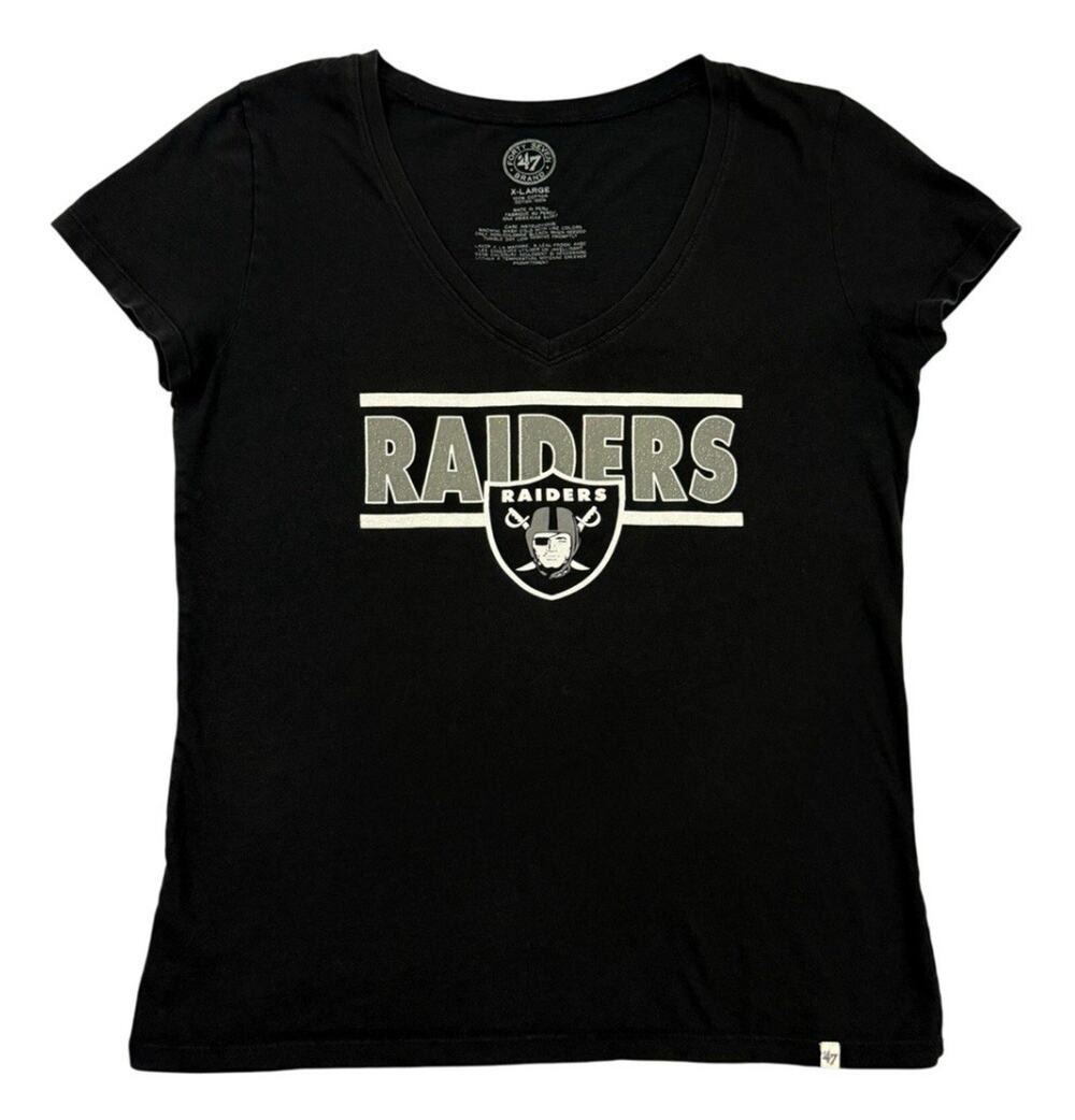 Raider Nation ’47 Brand Black V Neck T Shirt XL 100% Cotton Made in Peru